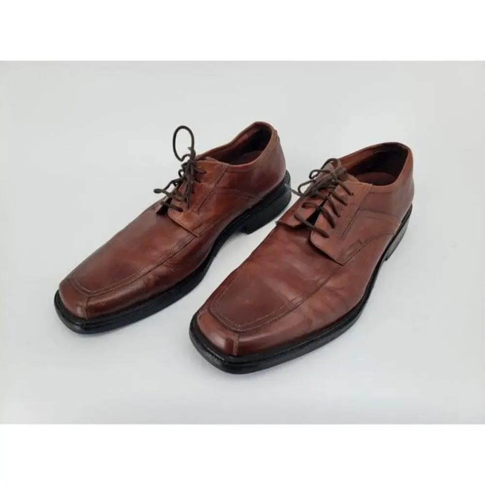 Johnston & Murphy Mens 9.5 Brown‎ Leather Oxford Dress Shoes Made In Italy